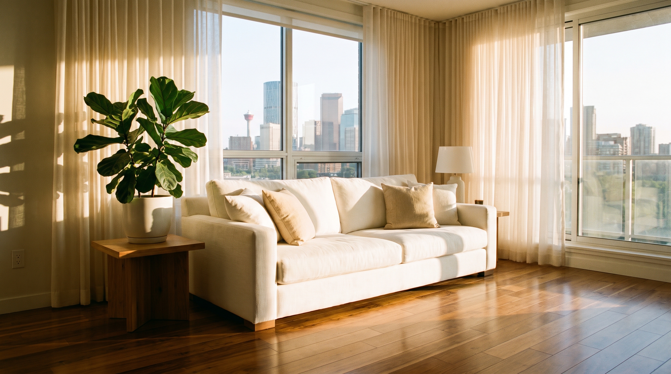 Residential living room after a deep clean